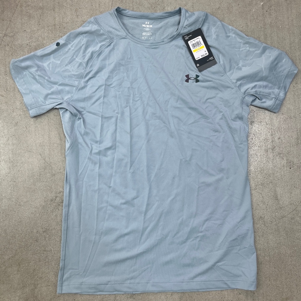 NWT Men’s Under Armour Rush Emboss Workout Shirt Medium Blue